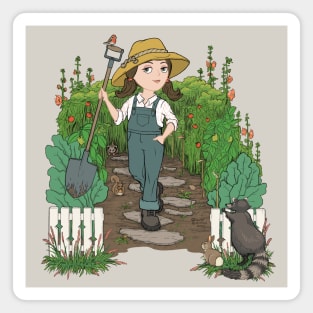 Garden Girl and the Critters Magnet